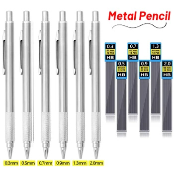 0,3 0,5 0,9 1,3 2,0 mm metalinių mechaninių pieštukų rinkinys su HB veda meno piešimo tapyba automatinis pieštukų biuras Mokykla stacionari