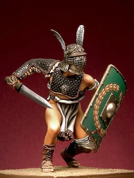 1/18 90mm senovinis Gladiatoriaus stovas su skydu (SU PAGRINDU ) Dervos figūrėlė Modelių rinkiniai Miniatiūrinis gk Unassembly Nedažytas