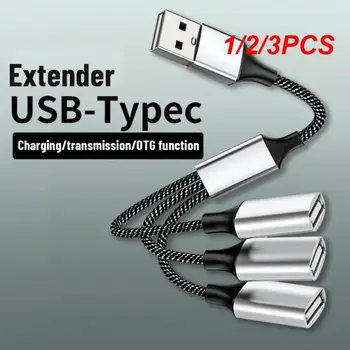1/2/3PCS į 3 USB 2.0 HUB Dual 4Port Multi Splitter Adapter OTG for PC Laptop Surface Computer Accessories USB A Extension Power