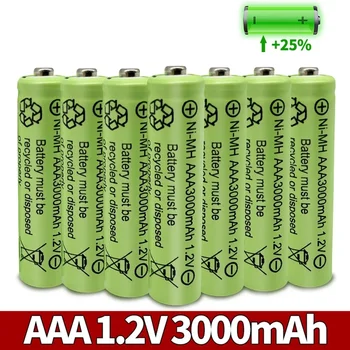 1-20vnt AAA 3000mAh 3A 1.2V Ni-MH geltonas įkraunamas akumuliatoriaus elementas MP3 RC žaislams LED žibintuvėlis žibintuvėlis