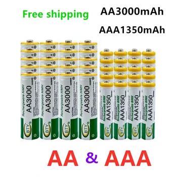1.2V AA + AAA NI MH Įkraunama AA 3000mAh baterija + AAA 1350mAh baterija žaislų žibintuvėliui Laikrodis MP3 grotuvas Pakeiskite Ni-MH bateriją