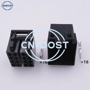1 Komplektas 16 kontaktų 3,5 mm automobilių garso laidų jungtis Automobilio ISO kabelio kištukinis lizdas