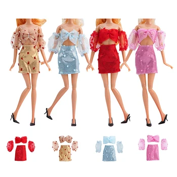 1 Komplektas Madinga suknelė Apranga Laisvalaikio apranga Marškiniai Vakarėlio sijonas Modernūs drabužiai 30cm lėlių aksesuarams 11,8 colio mergaičių drabužiai