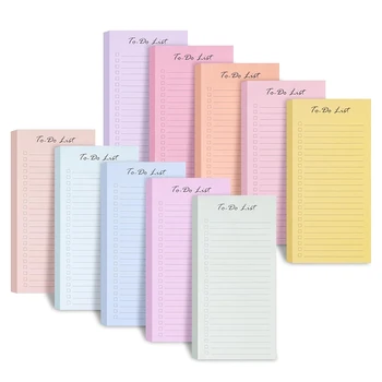 10 PCS To Do List Sticky Notesner Book Daily Notepad 8.5X3.7Inch, 500 lapų, įvairių spalvų, išklota