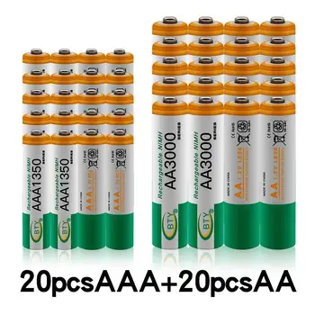 100% Nauja 1.2 V AA 3000 MAH Ni MH akkus + AAA baterija 1350 MAH įkraunama baterija Ni MH 1.2 V AAA baterija