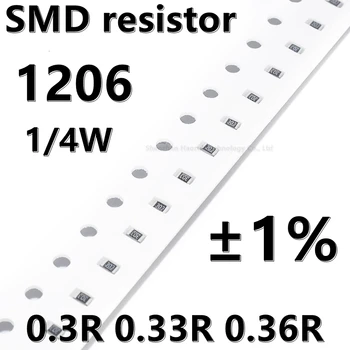 (100vnt.) 1206 SMD rezistorius 1% 0.3R 0.33R 0.36R 1/4W aukštesnė kokybė