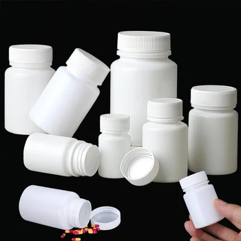 100vnt 15ML-100ML tuščias baltas plastikinis HDPE didelės burnos medicinos buteliukas su dangteliu Travel Home Nešiojamų tablečių tablečių kapsulės konteineriai