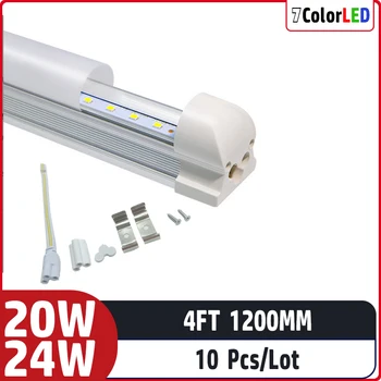 10pcs/lot 4ft 1200mm 20w 24w AC85-265V įėjimas Led fluorescencinė lempa namų apšvietimui T8 integruotas LED vamzdis