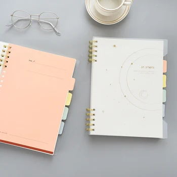 120 Sheets Grid Notebook A5 Thickened Study Planner Coil New Design Memo Pads Line B5 Transparent Frosted Gilt Cover Stationary
