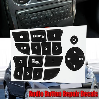 16 raktai Automobilių mygtukų taisymo lipdukai Juodas garso mygtukas Remontas Lipdukai Priedai Renault Clio ir Megane 2009-2011