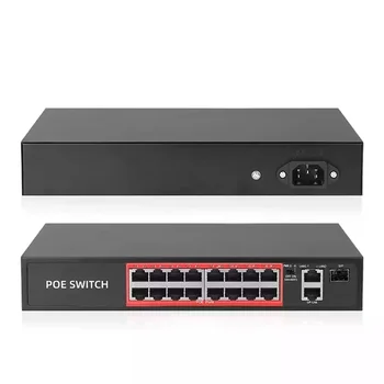 16CH 10/100Mbps prievadas POE jungiklis IEEE 802.3 af/at Per Ethernet IP kameraSistemos tinklo jungiklis