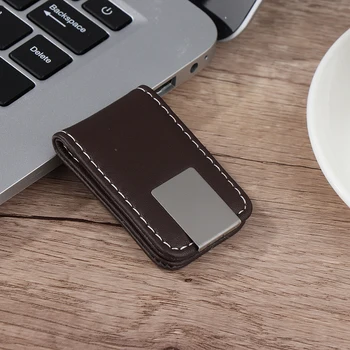 1Pc PU Leather Strong Magnetic Money Clip Pocket Wallet Portable Mini Slim Wallet Credit Business Kortelių laikiklis