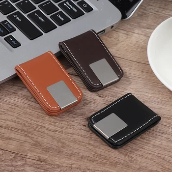 1Pc PU odinis stiprus magnetinis pinigų spaustukas kišeninė piniginė nešiojama mini plona piniginė Kreditinių vizitinių kortelių laikiklis