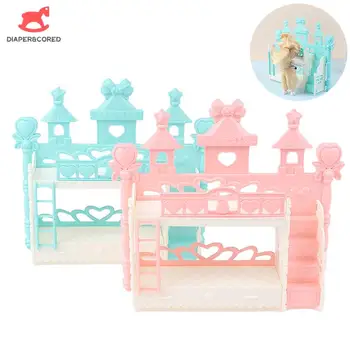 1vnt Lėlių namelis Miniatiūrinė Europos princesės lovos modeliavimo lova su kopėčiomis Baldai Žaislinių lėlių namų dekoro priedai