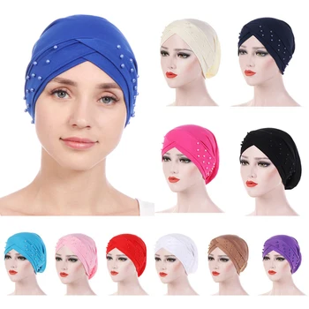 1Vnt Moterys Moterys Plaukų slinkimas Šalikas Vėžys Chemo kepurė Musulmoniška turbano kepurė Hijabs Galvos apvyniojimas Turbanas moterims