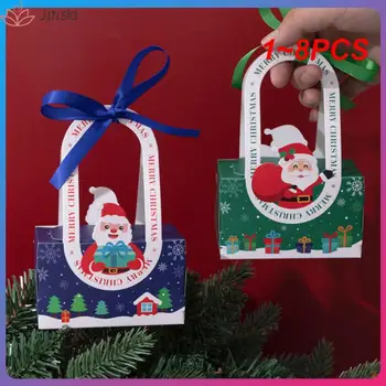 1~8PCS Išskirtinis pridedamas dovanų pakavimo dėžutės šventinės rankinės pakuotės kalėdinių saldainių dėžutės dovanų dėžutės rankenos dizainas