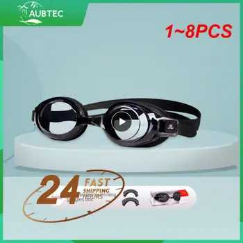 1~8PCS Suaugusiųjų plaukimo akiniai 0°-900° be akių slėgio Plaukimo įranga tinka plataus kampo anti-rūko Plaukimo akiniai Dervos medžiaga
