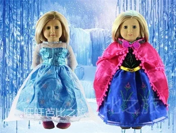 2 Komplektas 45 cm lėlių drabužiai 18 colių amerikiečių mergaičių rankų darbo Elsa ir Anna Princess suknelė vaikams Dovana