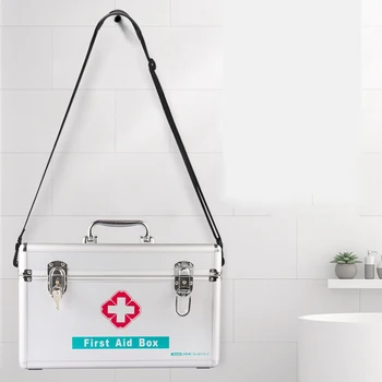 2 sluoksnių nešiojama pirmosios pagalbos rinkinio daiktadėžė aliuminio lydinio daugiafunkcinė šeimos skubios medicinos pagalbos dėžutė su rankenos medicinos dėžute