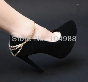 2014 FREE SHIPPING STYLE BY-96 GOLD COLOUR ALLOY METAL CHAIN ANKLETS BOOTS HEELS CHAIN JEWELRY