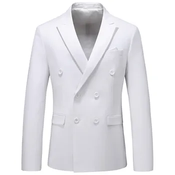 2022 Fashion New Men's Casual Boutique Business Solid Color Double Breasted Suit Jacket Blazers Paltas