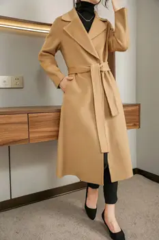2022 ruduo ir žiema nauja moteriška vilna Paltai madinga dvispalvė kašmyro palto striukė