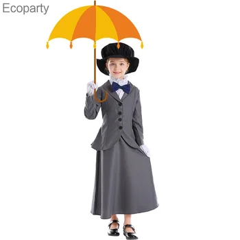 2022Girls English Magic Nanny Kostiumas Kids Vaikų uniformos Apranga Mary Poppins Cosplay Fantasia Halloween Mardi Gras Dress Up25