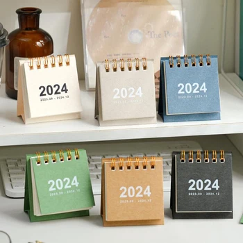 2023 2024 m. mini stalo kalendorius Morandi kietos ritės kalendoriaus knyga Mėnesio dienos planuotojas, kurį reikia atlikti Sąrašas Laiko valdymas 2023.08-2024.12