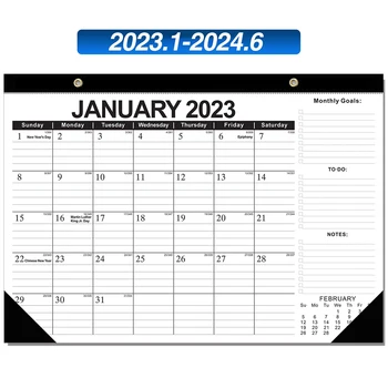 2023-2024 Stalo kalendorius Atostogos 18 mėnesių Apsauginis dangtelis Rašymo blokas Sieninis pakabinamas namų biuro darbų sąrašas Didelės pastabos Datos