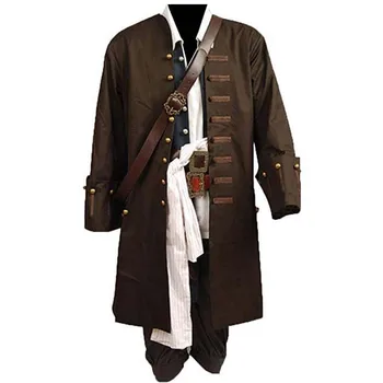 2023 Atvykėlis Džekas Žvirblis Karibų jūros kapitono kostiumas Cosplay kostiumas suaugusiems vyrams Striukės paltas