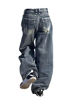 2023 Klasikinės paprastos kelnės aukštu juosmeniu Gatvės apranga Baggy Jaukūs viso ilgio džinsai Tiesios plačios kojų kelnės High Street Clubwear