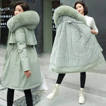 2023 Mada Žiemos rudens moterys ilgomis rankovėmis Šilti gobtuvai Lieknos pūkinės striukės Neperpučiamos moteriškos baltos paltai