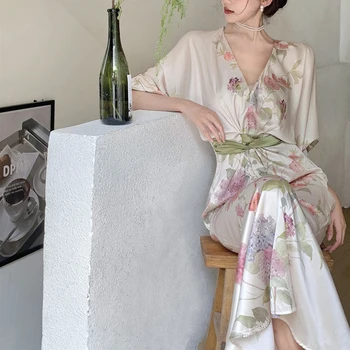 2023 Nauja suknelė Moteriška prancūziška juosmens kolekcija Spausdinimo temperamentas ilgomis rankovėmis V formos kaklas Pavasaris/Vasara Nemokamas pristatymas