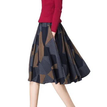 2023 Naujas pagal užsakymą pagamintas A-Line mini sijonas moterims Vintažinis elastingas juosmuo Rudens žieminis sijonas Ladies S-6XL