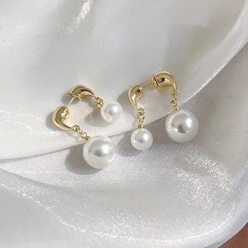 2023 Nauji lengvi prabangūs perlų auskarai moterims Vintažiniai elegantiški metaliniai smeigės Merginos Subtilūs papuošalai Pakabukų dovanos