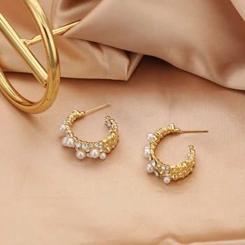 2023 Naujos mados prabanga 925 sidabriniai adatos auskarai Balto perlo kablio auskarų rinkinys Moterų vestuvės Išskirtiniai cirkono smeigių papuošalai
