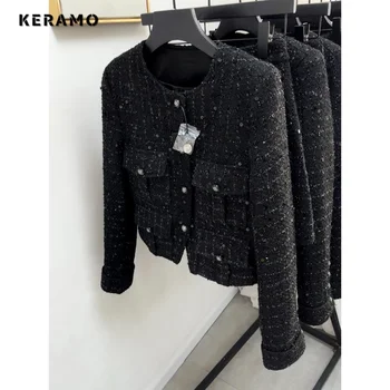 2023 Žiema Korėjietiškas vintažinis stilius Lady viengubas krūtinė apvalus kaklas Kieta striukė moterims Laisvalaikio mada Trumpas paltas Viršutiniai drabužiai