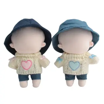 20cm Lėlių drabužiai Puikus megztinis Džinsai Juoda žvejo skrybėlė Lėlės Mūsų kartai Korėja Kpop EXO Idol Dolls Dovana