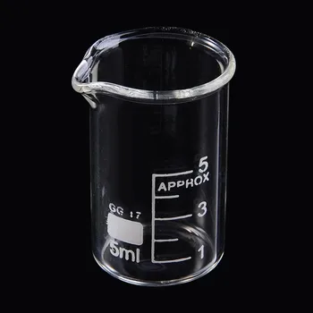 20Pcs talpa 5ml Žemos formos stiklinės chemijos laboratorija Skaidri stiklinė Chemijos laboratorija Stiklinis skaidrus puodelis