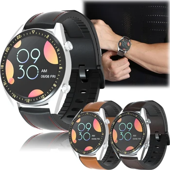 22mm silikonas +odiniai dirželiai Laikrodžio juosta Apyrankė Samsung Gear S3/Huawei Watch GT2 /Amazfit GTR 47mm Smart Wriststrap