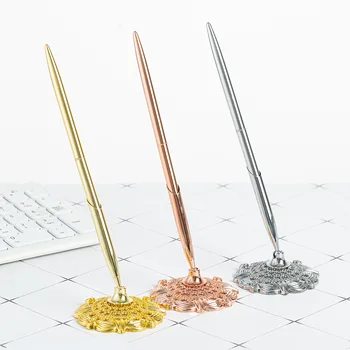 24PCS grandinė Juodų gelinių rašiklių stalas Fiksuotas rašymo stovas Subtilus verslo metalas Išskirtinis tušinukas Vertikalus biuras