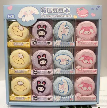24vnt Boxed Sanrioed Kuromi Melody Cartoon Decompress Bean Book Portable Memory Pocket Book Sticky Notes Children Stationary
