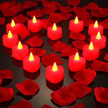 24vnt Liepsnojanti širdies formos LED žvakė namams Kalėdų vakarėlis Vestuvių dekoravimas Elektroninės baterijos maitinamos arbatinės žvakės
