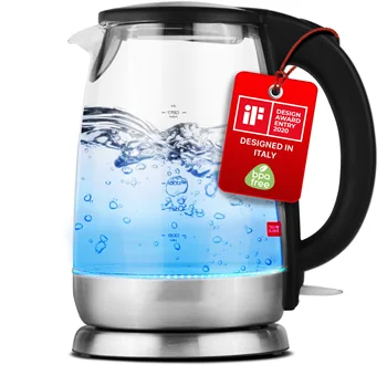 2L stiklinis elektrinis arbatos virdulys, vandens katilas ir šildytuvas, įmontuotas tinklinis filtras, automatinis išsijungimas &apsauga nuo virimo sauso, belaidis patiekimas