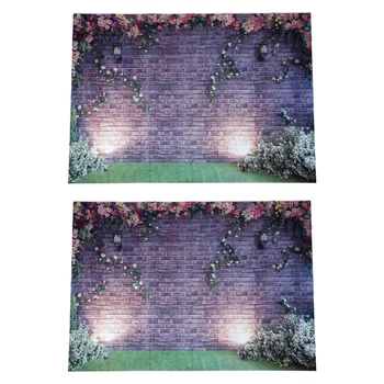 2Vnt 7X5ft Gėlės Sienų fotografija Fonai Plytų fonas Pavasario Stuido fonas