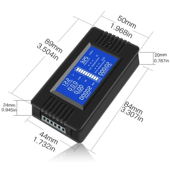 2X DC daugiafunkcis akumuliatoriaus monitoriaus matuoklis LCD ekrano galios matuoklis (plačiai taikomas 12V / 24V / 48V RV / automobilio akumuliatoriui)