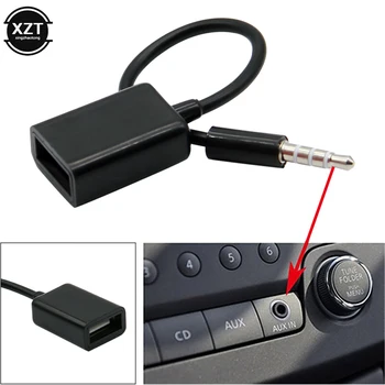3.5mm vyriškas AUX garso kištuko lizdas į USB 2.0 Moteriškas keitiklio kabelio laidas automobilio MP3