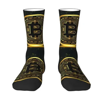 3D Atspausdintos unisex kojinės vyrų Bitcoin įgulos monetų kojinėms sukėlė btc kojines mielas