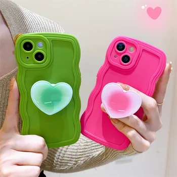 3D Jelly Heart Holder telefono dėklas, skirtas Samsung Galaxy S23 Ultra stovo dangteliui, skirtas Samsung S22 plus S21 FE S20 A10 A30S A50 A20