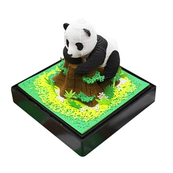 3D Panda kalendoriaus kalendorius 2024 m. popieriaus drožybos menas su šviesos laiko gabalėlių kalendoriumi 2024 m., skirtas 